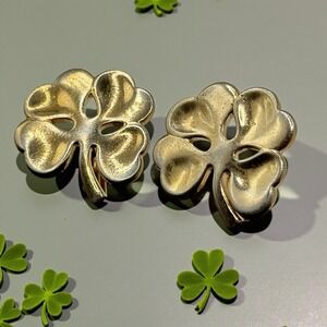 Swank Four Leaf Clover Cufflinks Vintage Gold Tone St. Patrick's Day Irish Luck